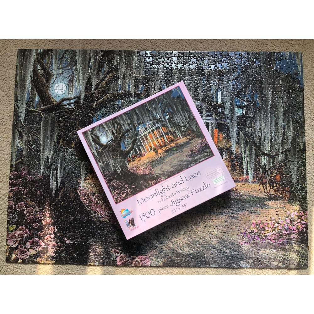 Sunsout 1500‎ pc Puzzle Moonlight and Lace Southern Antebellum Oak Spanish Moss